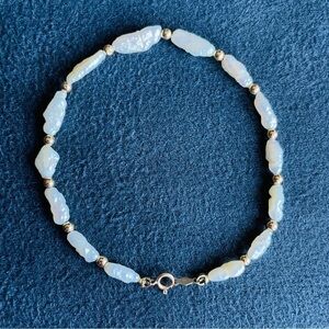 Vintage 14k Gold Freshwater Pearl Beaded Antique Bracelet